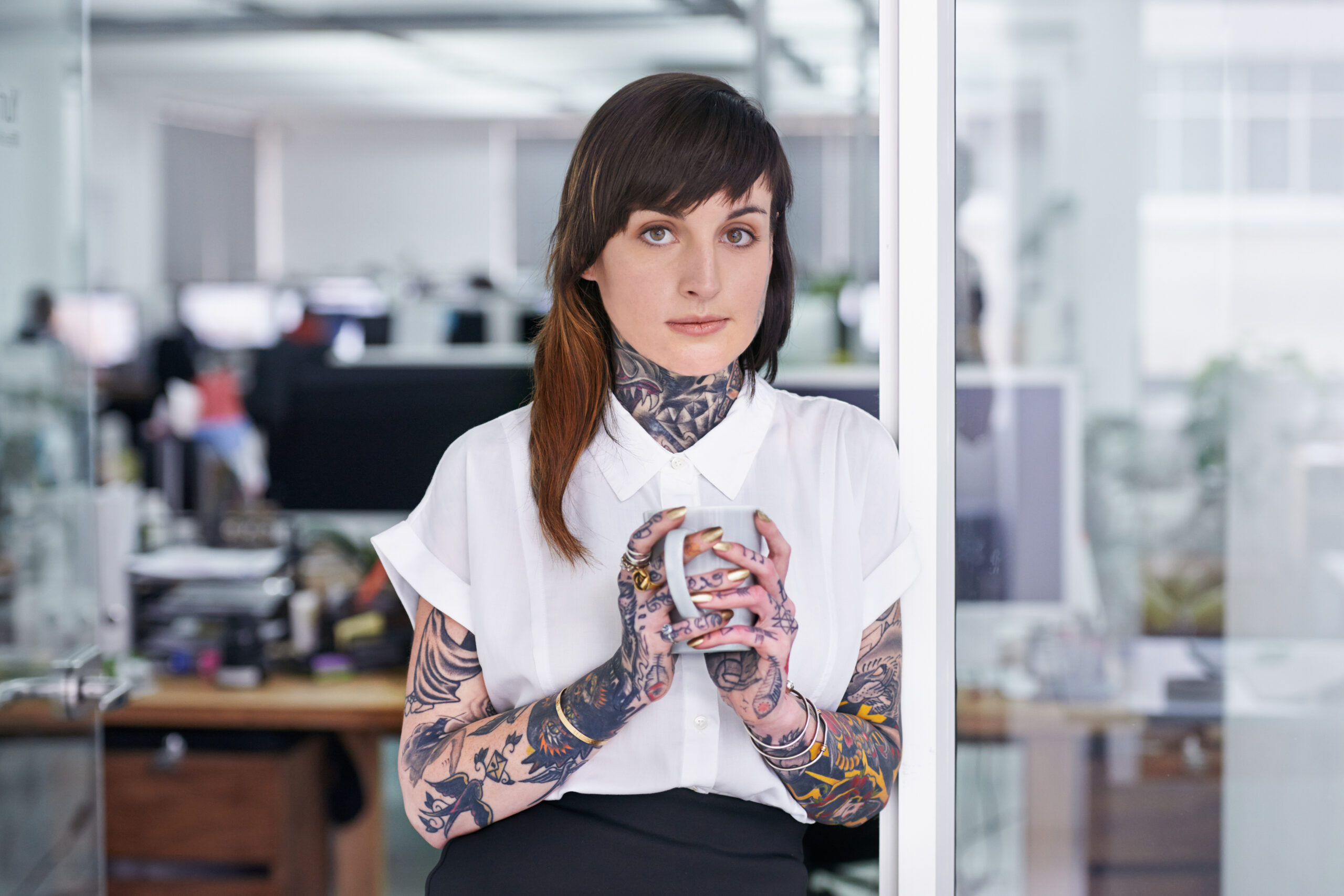 Beautiful interior of tattoo master workplace in modern studio